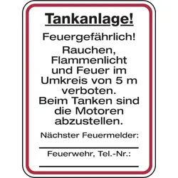 Hinweisschild, Tankanlage zur Selbstbeschriftung, Aluminium, 400 x 300 mm - 300x400x0.6 mm Aluminium geprägt