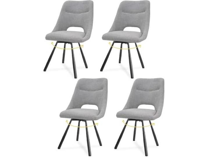 LEWE Esszimmerstühle drehbar 4er Set, 360° Drehstuhl, Kaschmir-Stoff Moderne Polsterstuhl mit Durchbrochene Rückenlehne, Breitere Sitzfläche, Armlos, für Esszimmer Wohnzimmer Schlafzimmer