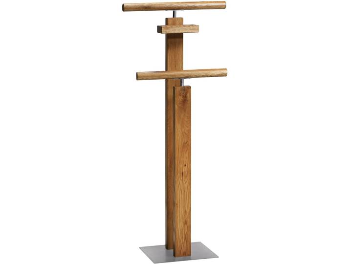 Hasena Herrendiener Claudio Metall: 42-Alu / Holz: 93-Wildeiche natur, gebürstet, geölt Wildeiche massiv, Metall pulverbeschichtet B 45 cm -