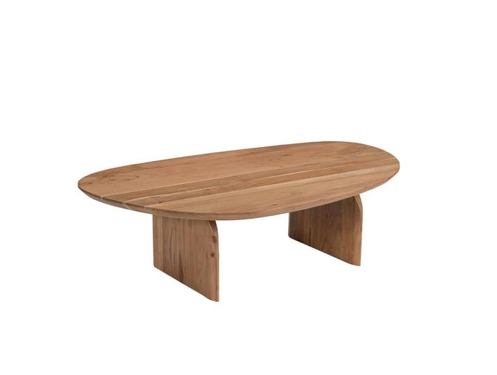 Mid.you Couchtisch, Natur, Holz, Akazie, massiv, dreieckig, Wange, 76x38x135 cm, Wohnzimmer, Wohnzimmertische, Couchtische