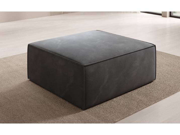 Beistellhocker Lesley in Samt - Grau - Samt - Luxusbetten24
