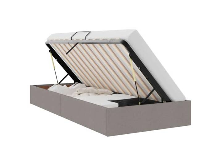 ZQQLVOO Ottoman Bettgestell mit Speicher Taupe 100 x 200 cm Stoff Hydraulisches Hebesystem, stabiler Metallrahmen, quadratische Griffe, pflegeleichter Stoff, modernes Design