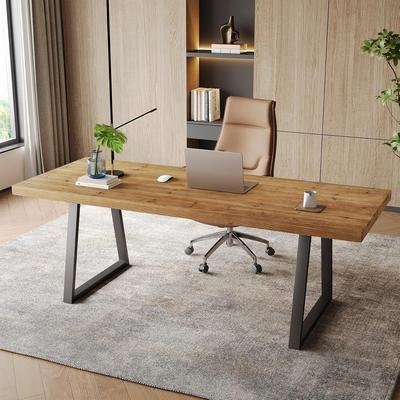 BLUEBELL Industrial Executive Desk, Solid Wood Computer Laptop Desk with Strong Metal Legs