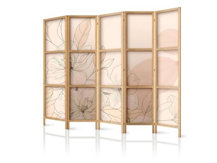framed concept - Paravent Raumteiler aus Holz 225x172 cm, 5-teilig, einseitig, im orientalischen Stil