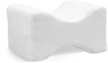 Cozy Casa Charm Orthopedic Knee Pillow For Side Sleepers Memory Foam Leg Pillow Support white