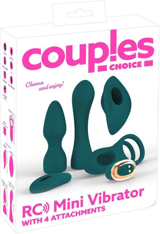 Couples Choice Vibromasseur mini avec 4 accessoires en silicone doux