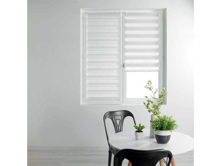 Sichtschutzrollo Tag und Nacht mit Kettenzug, Polyester, Streifendesign weiss, 90 x 180cm