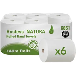 Hostess Handtuchrollen, Weiß, 2-lagig, 20 cm x 140 m, 6 Rollen