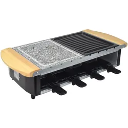 Syntrox Germany Edelstahl Raclette Uri für 8 Personen mit Grillplatte und Heißem Stein