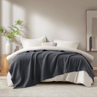 Madison Park Waffle Weave 100% Cotton Breathable Lightweight Blanket