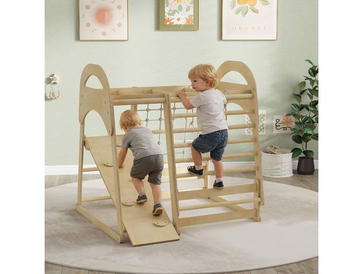 AIYAPLAY Module Escalade 6-en-1 Bois Enfant 3-6 Ans
