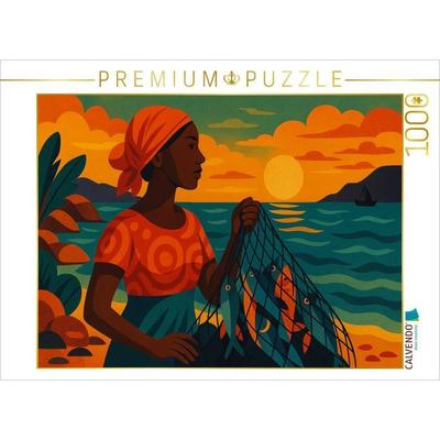 CALVENDO Puzzle Zwischen Sonnenuntergang und Hoffnung liegt der Fang des Tages | 1000 Teile Lege-Größe 64x48cm Foto-Puzzle für glückliche Stunden