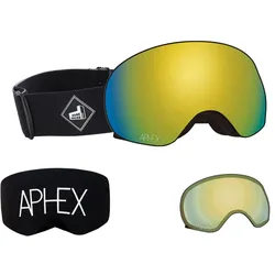 APHEX XPR THE ONE EDITION Magnet Schneebrille 2027 black strap/revo gold + Zusatzglas yellow