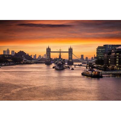 Fototapete PAPERMOON "London Fluss", bunt, B:2,5m L:1,86m, Vlies, Tapeten