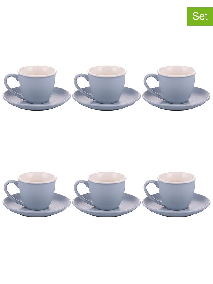 Villa d´Este 6er-Set: Kaffeetassen "Forma" in Hellblau - 100 ml - onesize
