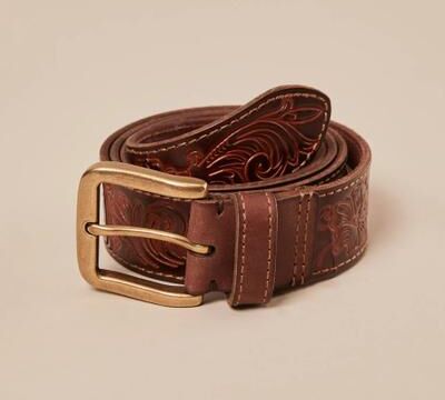 Lucky Brand Embossed Belt - Men's Accessories Belts in Dark Brown, Size 38