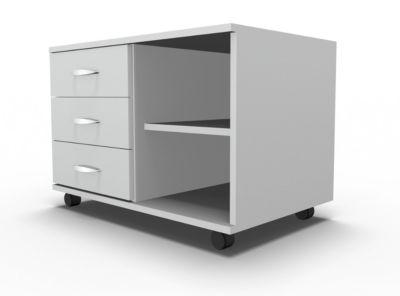 Schäfer Shop Select Mobiles Sideboard, Regal + 3 Schübe + Utensilienschub, B 800, anstellbar links, lichtgrau