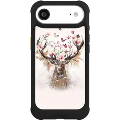Nivocase Hülle für Apple iPhone Air Stossfeste Handyhülle NIVOmax Case Schwarz Blumen Hirsch Tiere (Apple iPhone Air), Smartphone Hülle, Schwarz