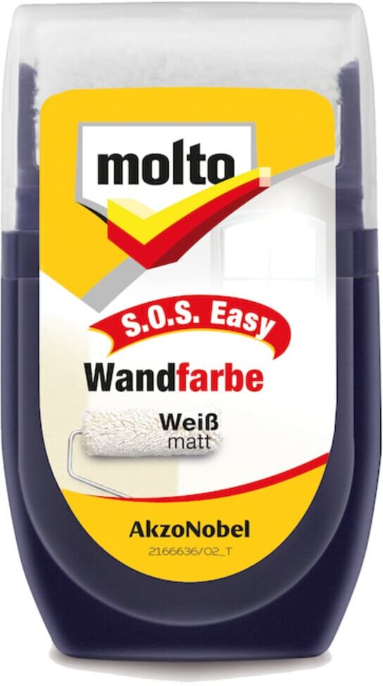 moltofill S.O.S. Wandfarbe 30 ml Ausbesserungsfarbe Farbroller weiß molto (5579200)