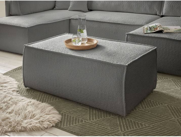 Hocker GOODPRODUCT FINNLEY Bouclé, Polsterhocker , grau (hellgrau), B:102cm H:42cm T:69cm, Bezugstoff 100% PES ;Atmungsaktives Gewebe ;Easy Clean ;Gramatur 340g/qm +/- 5%, Hocker, Hocker, passend zur Polster-Serie Finnley