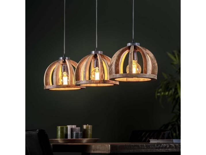 WoonStijl Hanglamp 3x Ø30 met gebogen houten spijlen