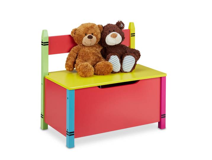 Relaxdays Kinderbank Bunt Stauraum Deckel, Mehrfarbig, 60x54.5x35 cm, Babymöbel & Kindermöbel, Kinderzimmer & Jugendzimmer, Kindersitzgruppe