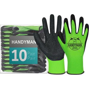 ACE-Instruments Arbeitshandschuhe Handyman, Latex-Beschichtung, grün, Größe 8 / M, 10 Paar