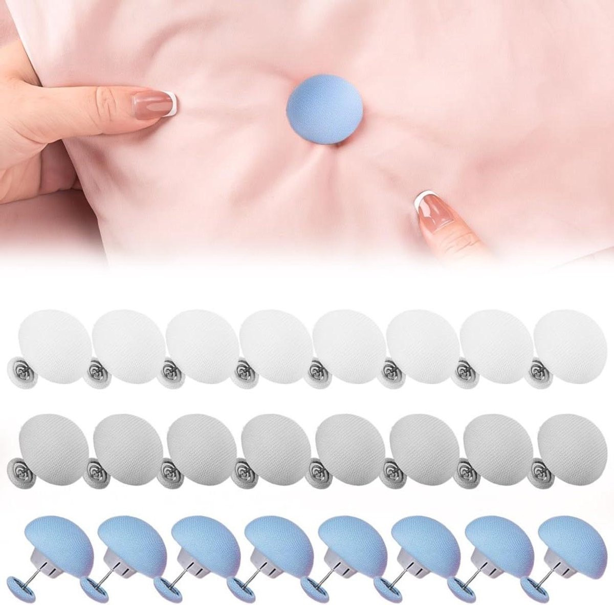 24 stuks Dekbedovertrek Clips - Antislip Dekbedhouders voor Beddengoed - Blauw Wit Grijs
