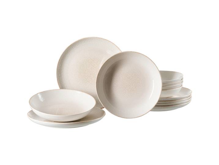 Ritzenhoff Breker Tafelservice Cara, Creme, Weiß, Keramik, 12-teilig, 29x19x29 cm, Essen & Trinken, Geschirr, Geschirr-Sets, Tafelservice