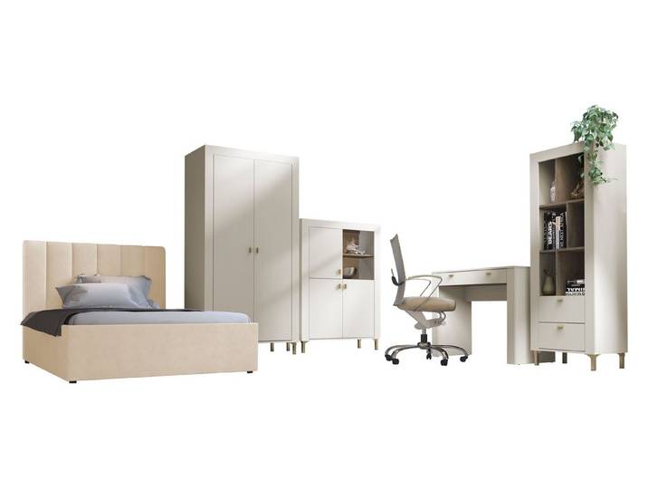 MIRJAN24 Jugendzimmer-Set Mossa II, (5er-Set, Kleiderschrank, Regal, Kommode, Schminktisch, Bett), LED-Beleuchtung als Option, 120x200 cm