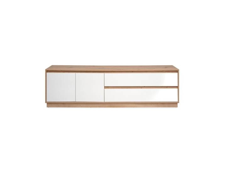 Meuble TV Meuble TV L.175 cm PHOENIX imitation chêne et blanc brillant