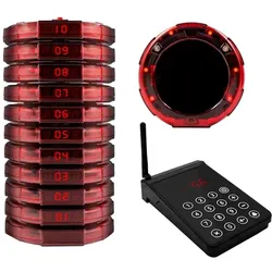 Restaurant-Rufsystem / Beeper / Pager, 10 Discs und 1 Tastatur, 200m Reichweite