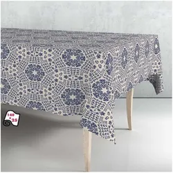 Exma, Tischdecke, Tischdeckenrolle Gummi Blau Mandala 140 cm x 25 m