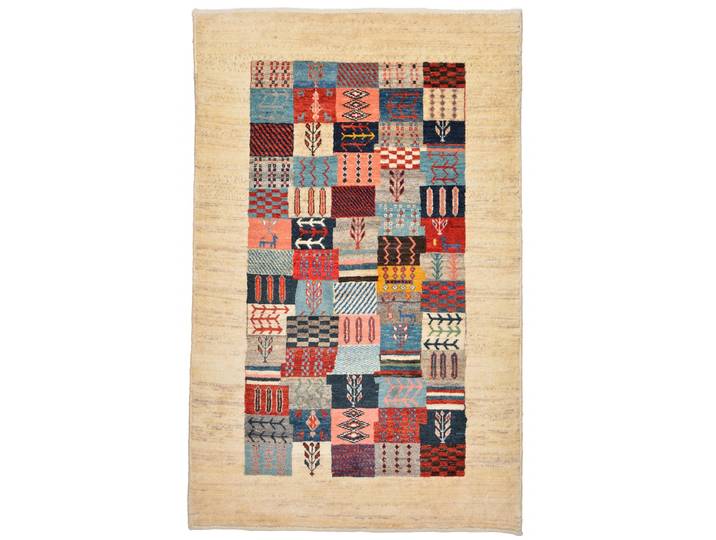 Perser Gabbeh Loribaft Teppich 108x168 Handgeknüpft Modern Orientteppich Perserteppich Wolle
