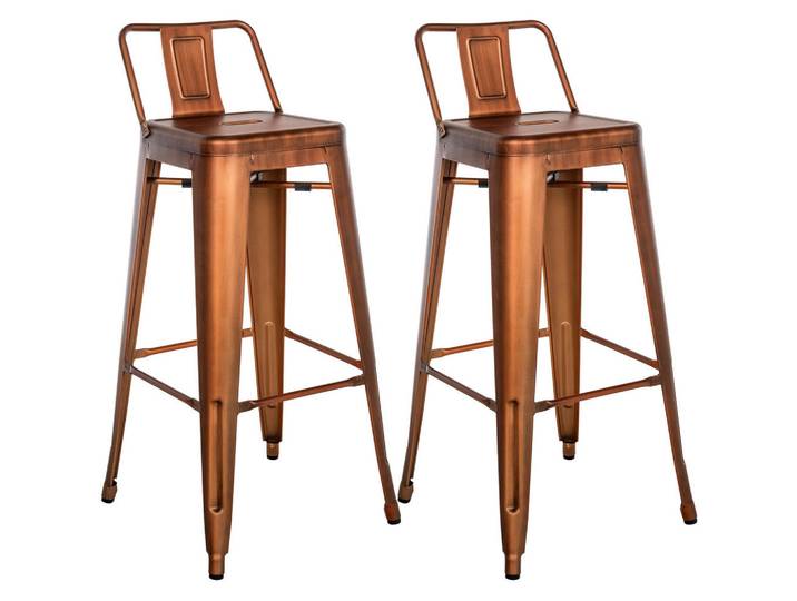 CLP Barhocker 2er Set Metall kupfer, Kupferfarben, 44x96x43 cm, Esszimmer, Barmöbel, Barhocker