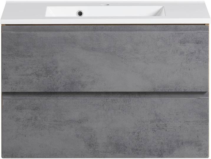 Waschtisch WELLTIME Sölden , grau (oxidbeton, wotaneiche), B:80cm H:56cm T:47cm, Waschtische, Waschtisch