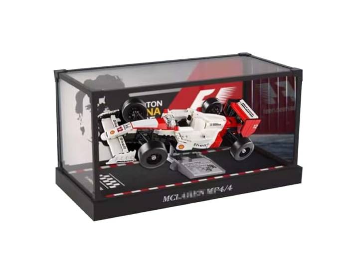 TRUSTFAR Acryl staubdichte Vitrine entworfen für LE-GO 10330 McLaren MP4/4 & Ayrton Senna Block Modell, transparente Box, Displaybox kompatibel mit Le-go 10330.(Kein Modell) (Hintergrund)