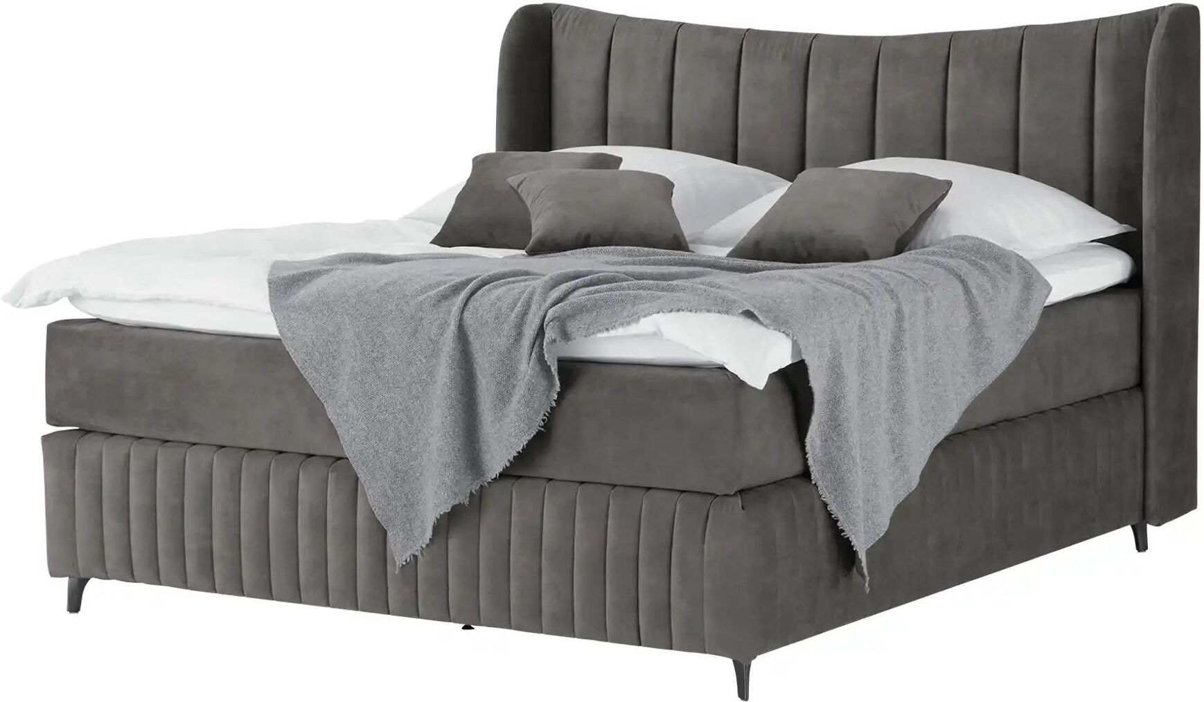 Kings and Queens Boxspringbett  Uldur ¦ grau ¦ Maße (cm): B: 194 H: 122