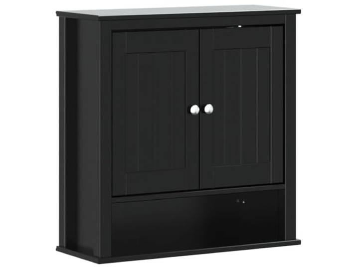 KTHLBRH Badschrank zur Wandmontage BERG Schwarz 69,5 x 27 x 71,5 cm 2 Türen, 3 Einlegeböden, 2 Griffe aus Metall, UV-Lackierung, Wandmontage, Montage erforderlich, Produktreihe BERG