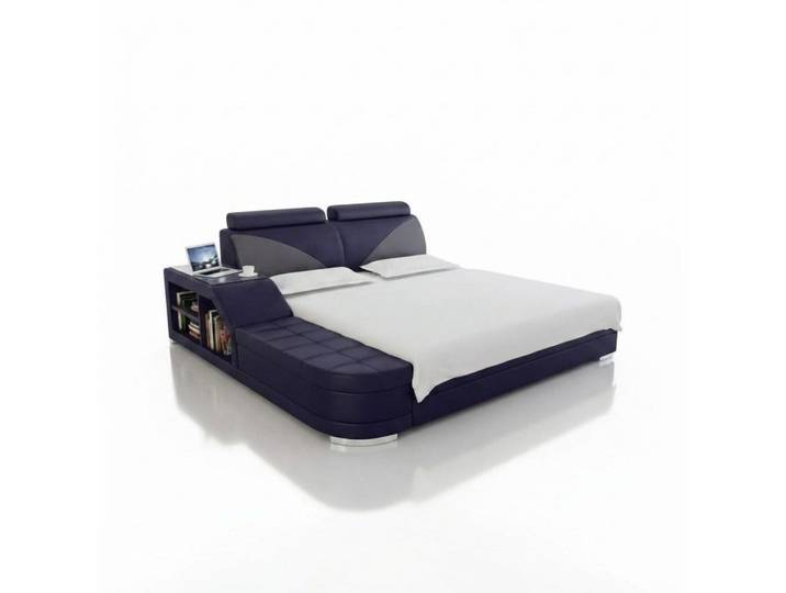 JVmoebel Bettanlage Design Polster Doppelbett 140x200cm mit USB & Regal, wählbare Farben, (Maße Freie Wahl), Made in Europe