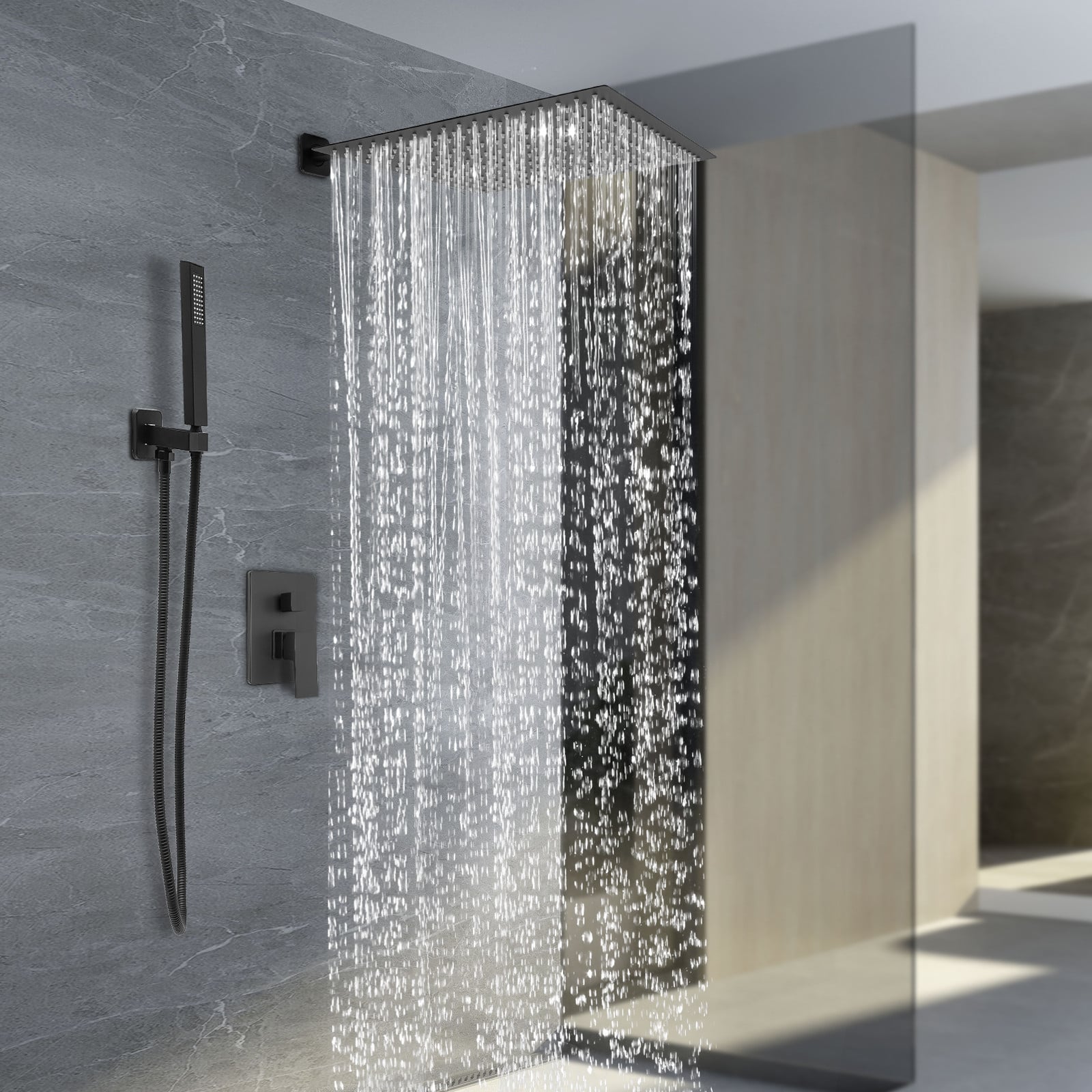 Easybuy Inbouw doucheset met 40 cm regendouche, handdouche en doucheset - Zwart