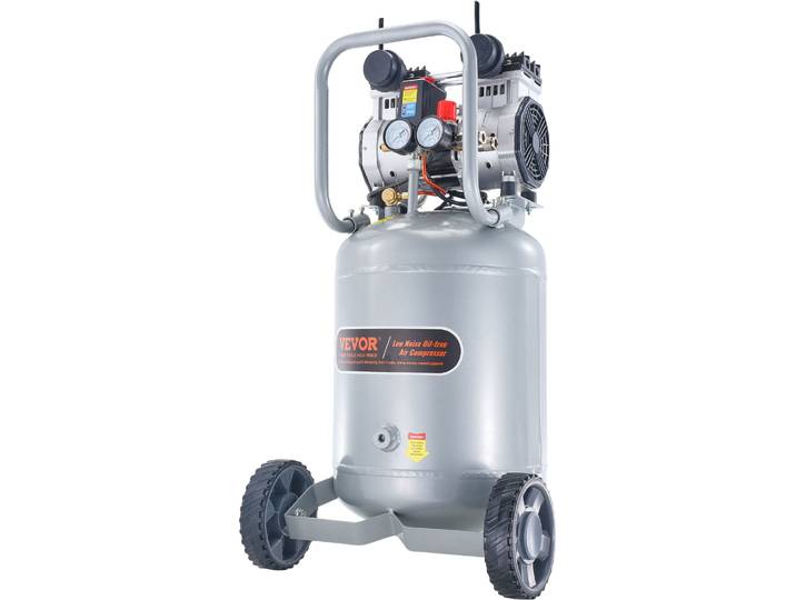 Compresseur d'air VEVOR 49L Compresseur silencieux 2HP Pompe à air sans huile 8bar Compresseur monophasé Niveau sonore ≤63dB Idéal pour le gonflage des pneus Réparation automobile Peinture Travaux sur bois