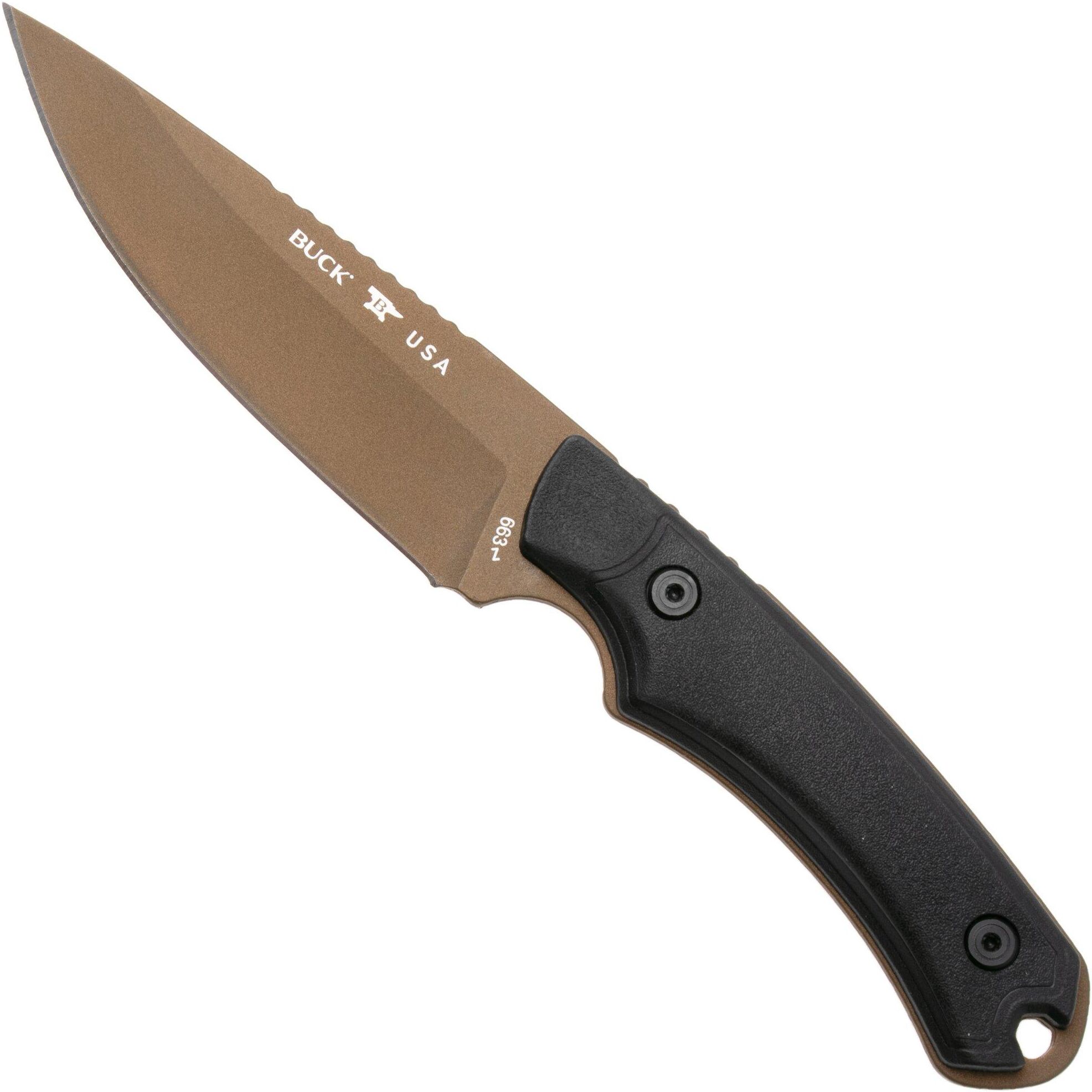 Buck 663 Alpha Guide Backcountry 0663BKS1 Bronze Cerakote 420HC, Black VeraFlex Rubber &amp; GFN, coltello fisso