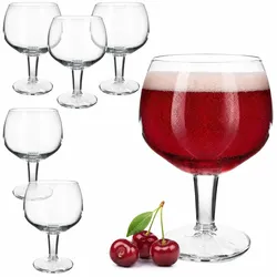 6er Set Belgische Biergläser 0,5L Klarglas Bier Cocktailglas mit Stiel Wein