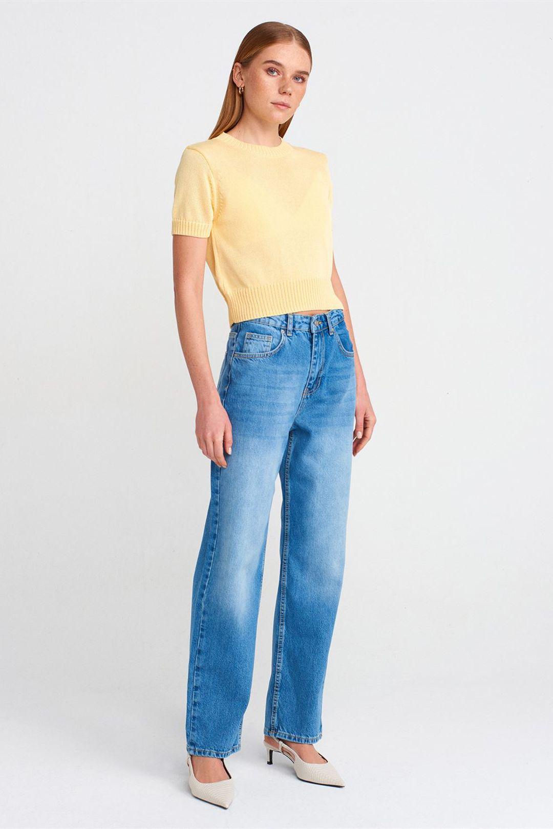 Damen Hochtaillierte Schlagjeans