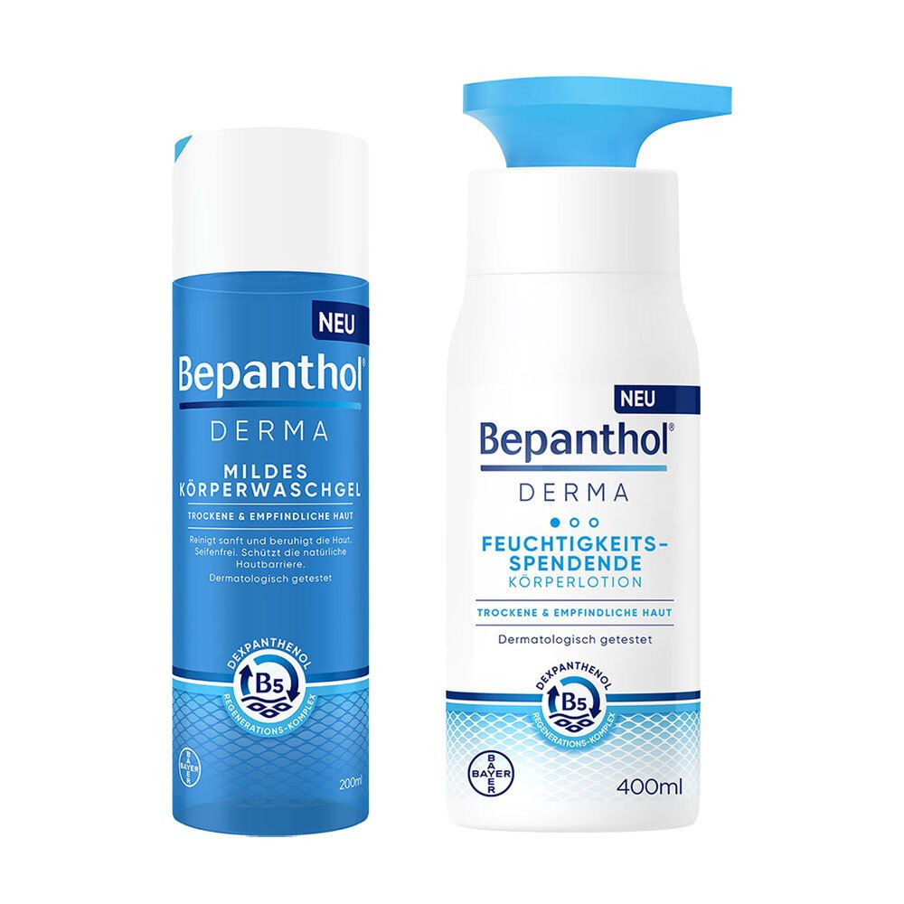 Bepanthol Derma mildes Körperwaschgel + feuchtigk.spend.Körperlotion 1 St Set