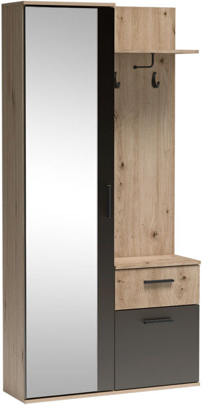 17 Stories LUX DRESSING ROOM WITH MIRROR Brown/Black 195cm H X 97cm W X 30cm D