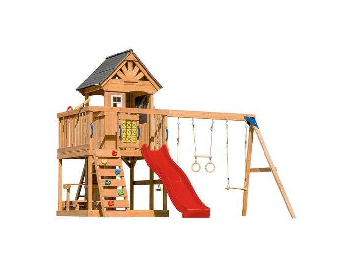 SPIELTURM MIT RUTSCHE ROT