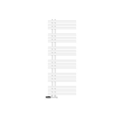 LuxeBath Badheizkörper Iron EM 500×1400 mm Weiß, Seitenanschluss Eck-Wand, Thermostat, Design Heizkörper Handtuchtrockner Heizung