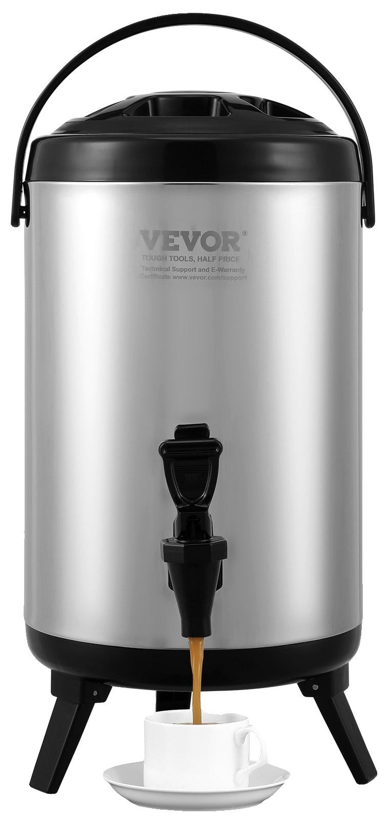 VEVOR Warme en koude drankdispenser, 7,6 liter, zilver